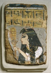 مصرية - لوحة جدارية- سيدة تحمل شقيقته